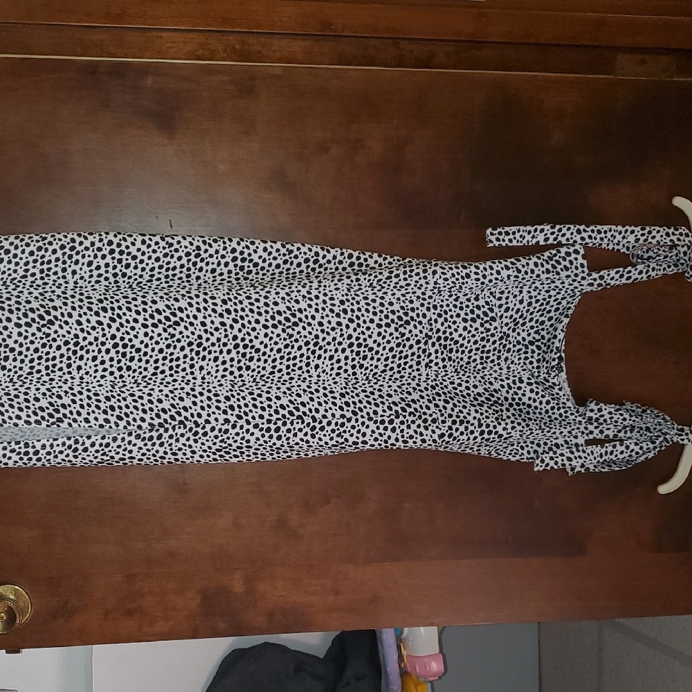 PrettyLittleThing Black and White Polka Dot Mini Dress